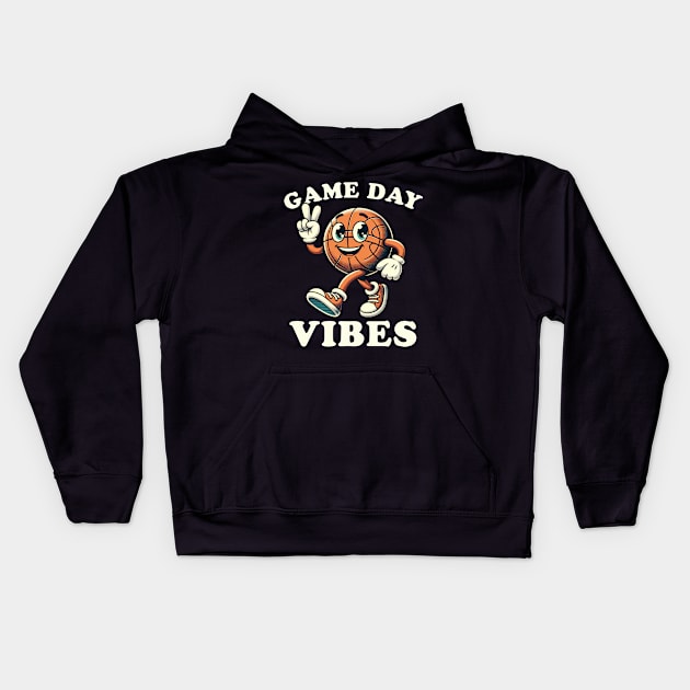 Basketball Game Day Vibes Funny Basketball Kids Hoodie by Dr_Squirrel